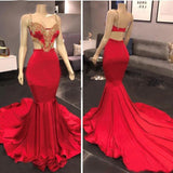 Sexy Red Mermaid Long Prom Dress With Lace Appliques