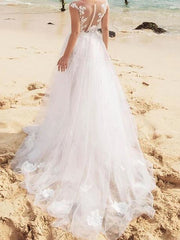 Sexy See-Through Mermaid Wedding Dress Jewel Lace Tulle Sleeveless Bridal Gowns with Sweep Train