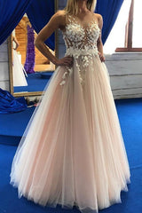 Sexy See-ThroughA-Line Wedding Dress Jewel Lace Tulle Sleeveless Bridal Gowns in Color