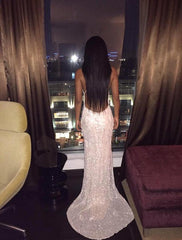 Sexy Spaghetti Straps Foemal Evening Dress Backless V-Neck Prom Dress BA4540