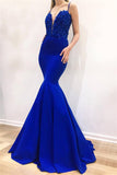 Sexy Spaghetti Straps Mermaid Evening Gowns | Sleeveless Appliques Prom Dresses