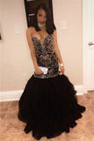 Sexy Sweetheart Beads Prom Dresses Mermaid Black Sequins Evening Gown