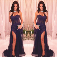 Sexy Sweetheart Side Slit Prom Dresses | Sheath Appliques Evening Dresses Evening