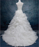 Sexy Sweetheart White Organza Long Wedding Dress Latest Court Train Lace-Up Bridal Gowns