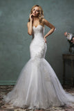 Sexy Tulle Sweetheart Ruffles Bridal Gown Latest Lace Applique Custom Made Wedding Dress
