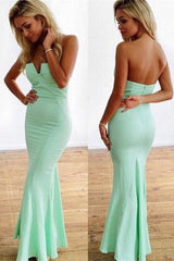 Sexy Zipper Floor-Length Mint Sleeveless Sweetheart Mermaid Prom Dresses