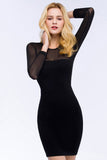 Sheath Long Sleeves Sheer Neckline Short Black Homecoming Dress On Sale
