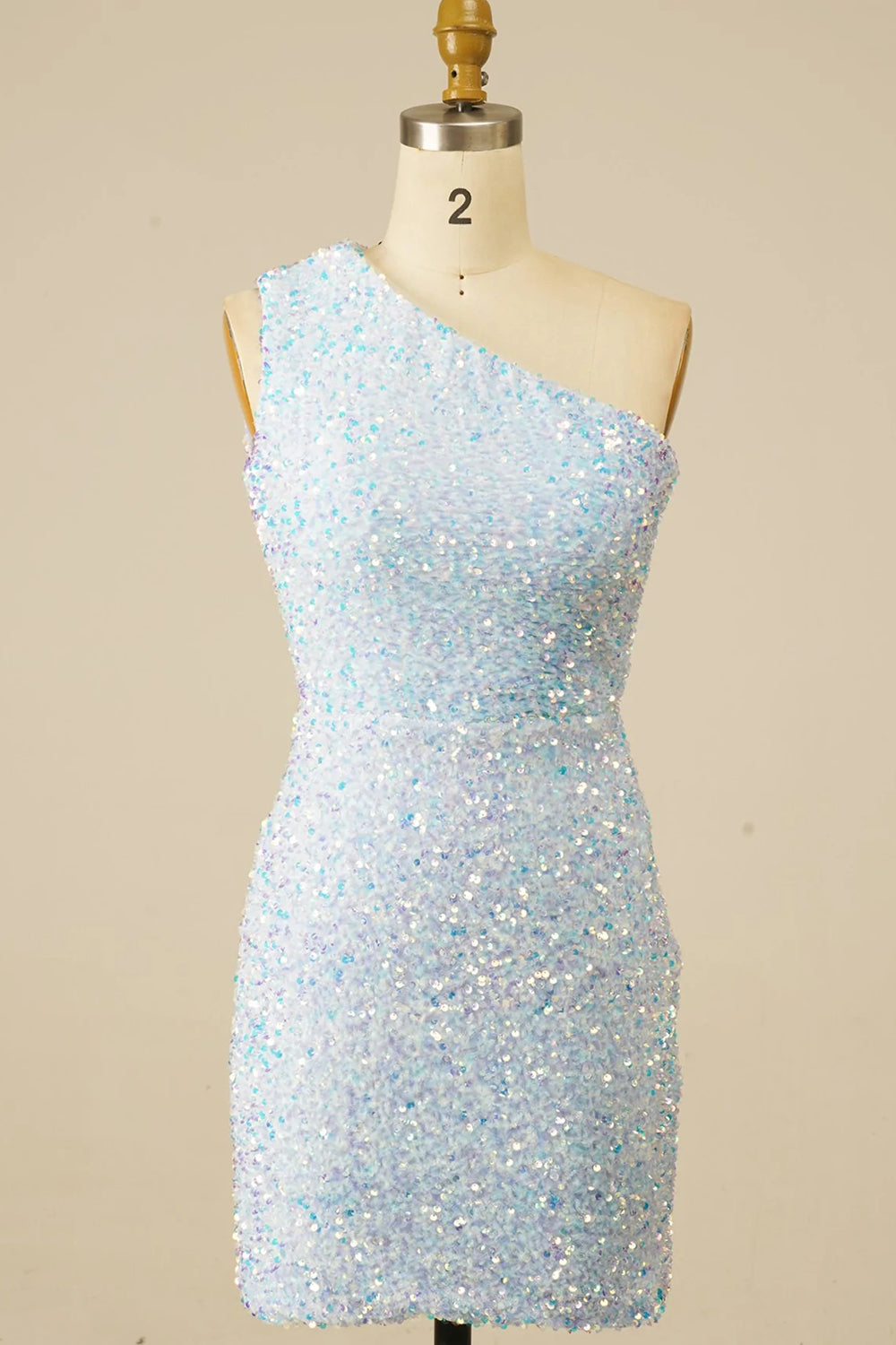 Sheath One Shoulder Royal Blue Homecoming Dresses Sequin Short Cocktail Dresses