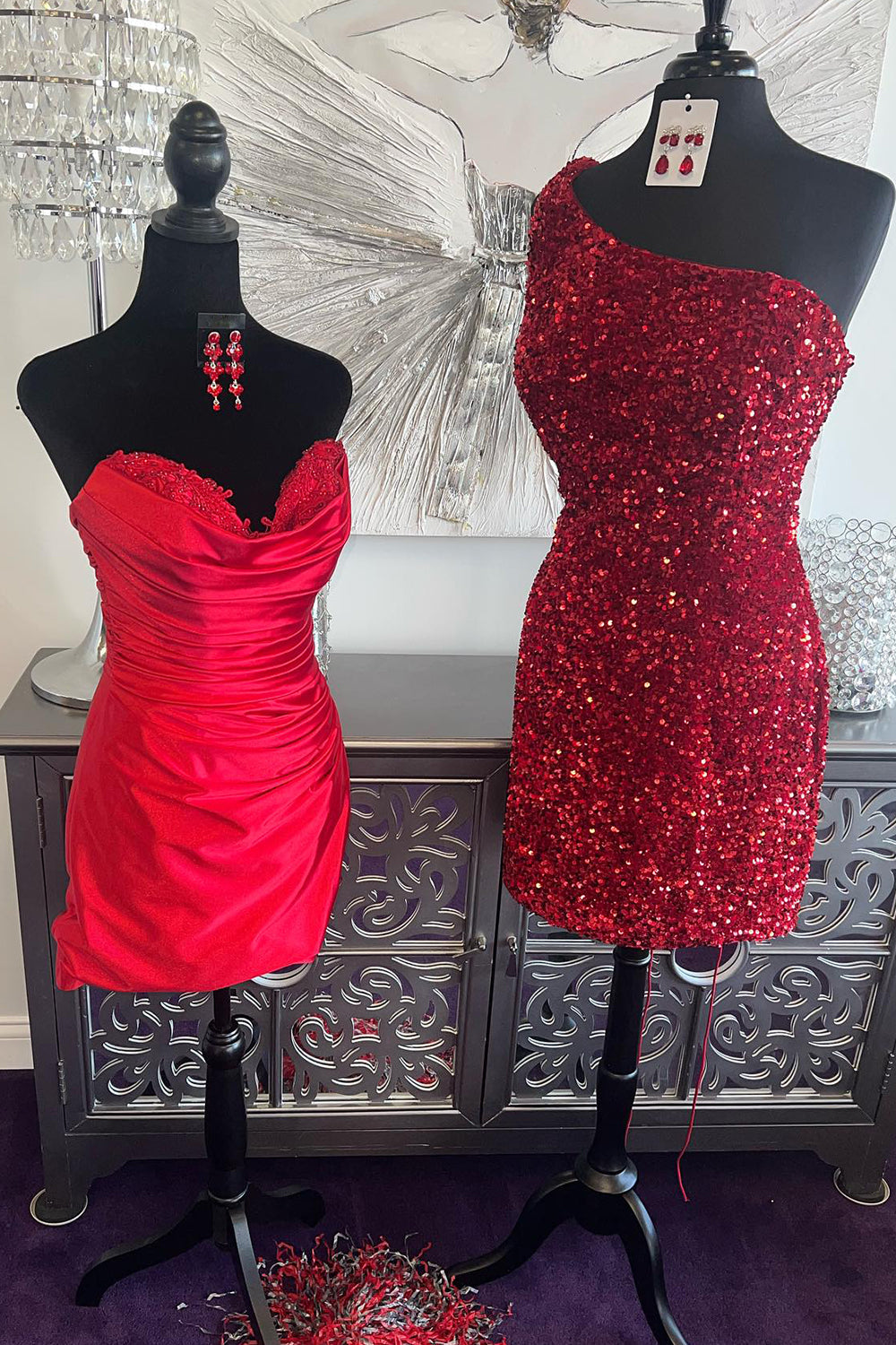 Sheath One Shoulder Royal Blue Homecoming Dresses Sequin Short Cocktail Dresses