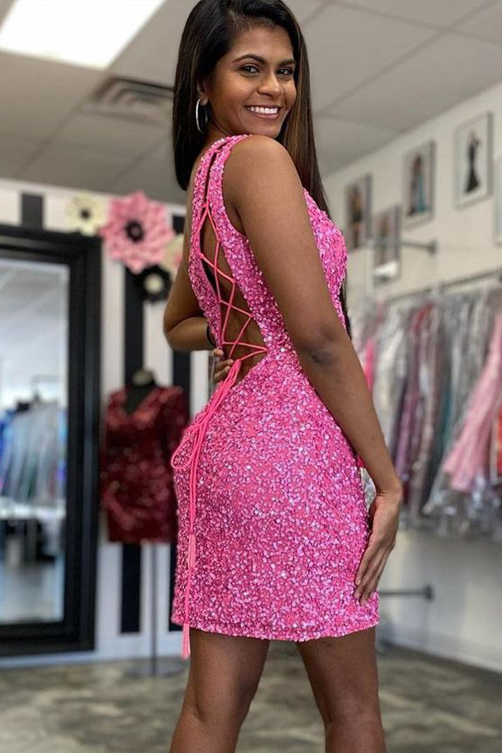 Sheath One Shoulder Royal Blue Homecoming Dresses Sequin Short Cocktail Dresses