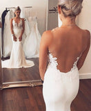Sheer back Mermaid Wedding Dress Sleeveless Lace summer Beach Wedding Gowns BA3612