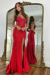 Shimmering Beaded Navy Blue Formal Prom Gown With Sweetheart Neckline Formal Evening Gown