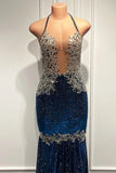 Shining Sequins V-neck Sleeveless Floor-length Mermaid Prom Dresses