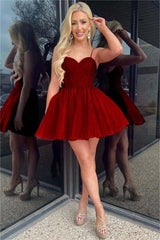 Shinning Spaghetti Strap Sleeveless Short A Line Homecoming Dress With Sequins
