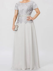 Short Sleeve A Line Mother of the Bride Dress with Applique and Sequins