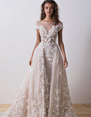 Short Sleeve Backless Lace A Line Popular Wedding Dresses Online