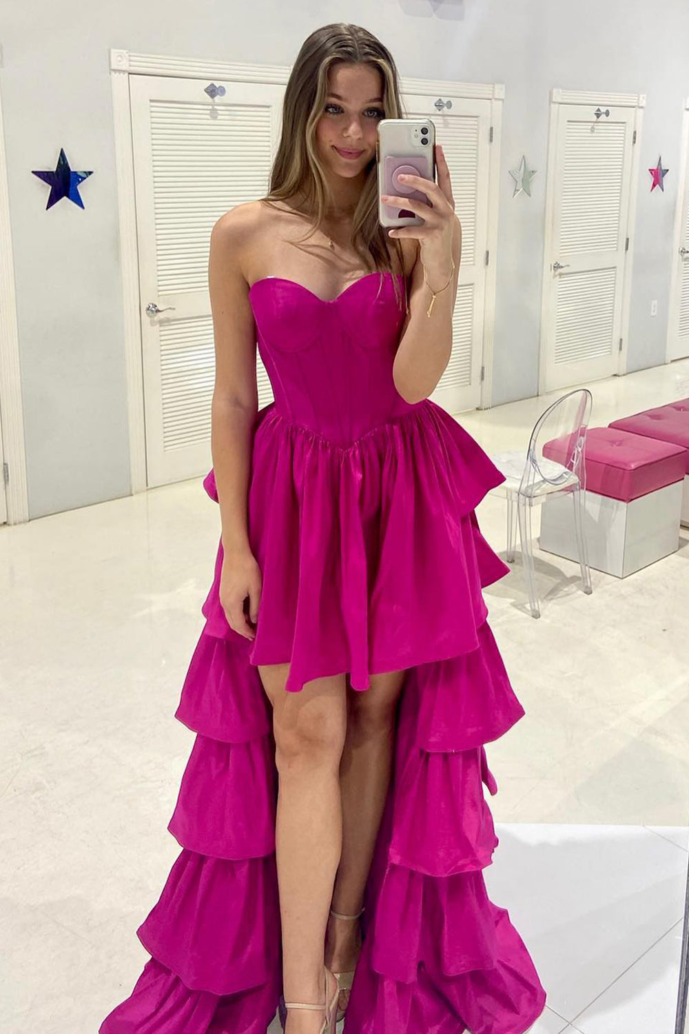 Simple Black Homecoming Dresses A-Line Corset Sweetheart High Low Tiered Prom Dress