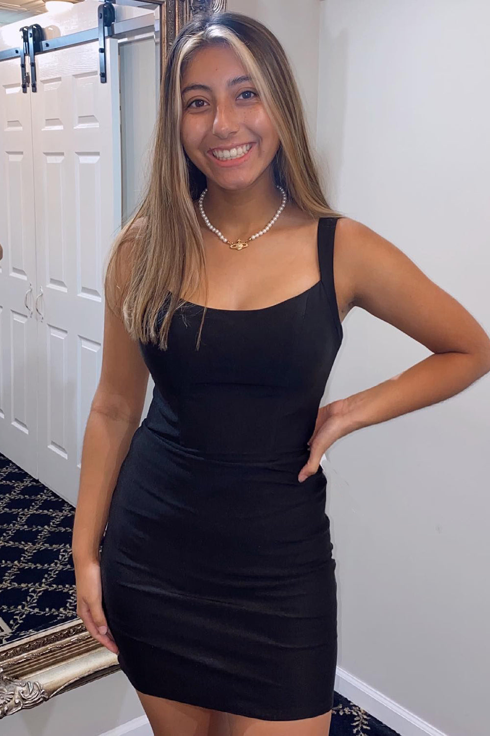 Simple Black Homecoming Dresses Lace-Up Back Tight Prom Dress
