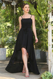 Simple Black Spaghetti Straps Sleeveless A-Line Prom Dresses