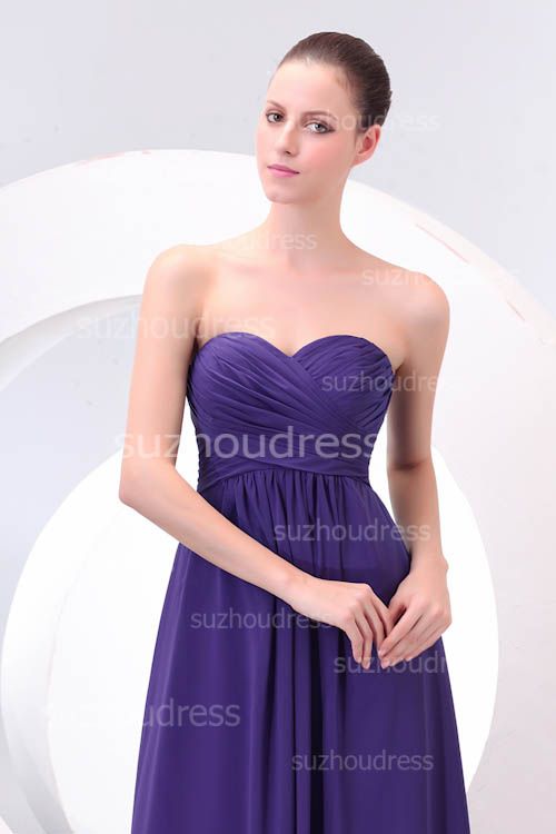 Simple Bridesmaid Dresses Navy Blue Sweetheart Sleeveless Floor Length Chiffon A Line Zipper Prom Gowns ZPL0079