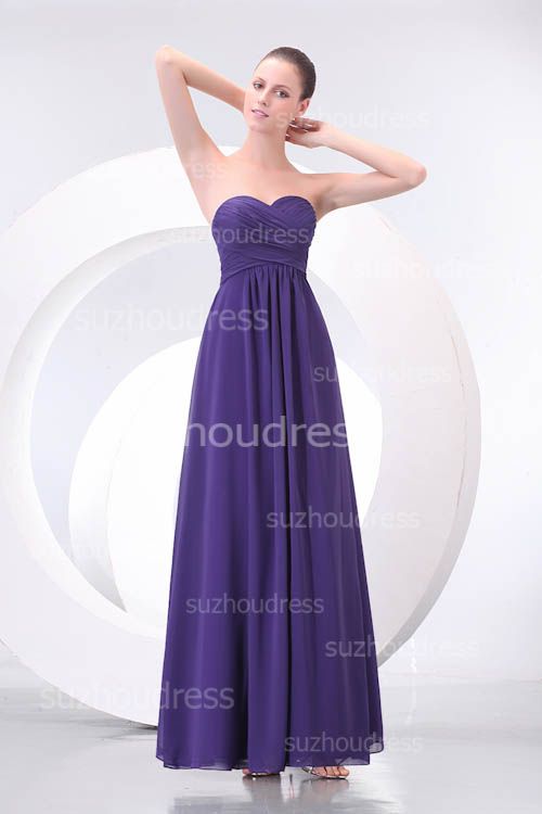 Simple Bridesmaid Dresses Navy Blue Sweetheart Sleeveless Floor Length Chiffon A Line Zipper Prom Gowns ZPL0079
