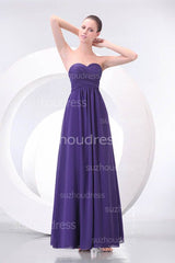Simple Bridesmaid Dresses Navy Blue Sweetheart Sleeveless Floor Length Chiffon A Line Zipper Prom Gowns ZPL0079