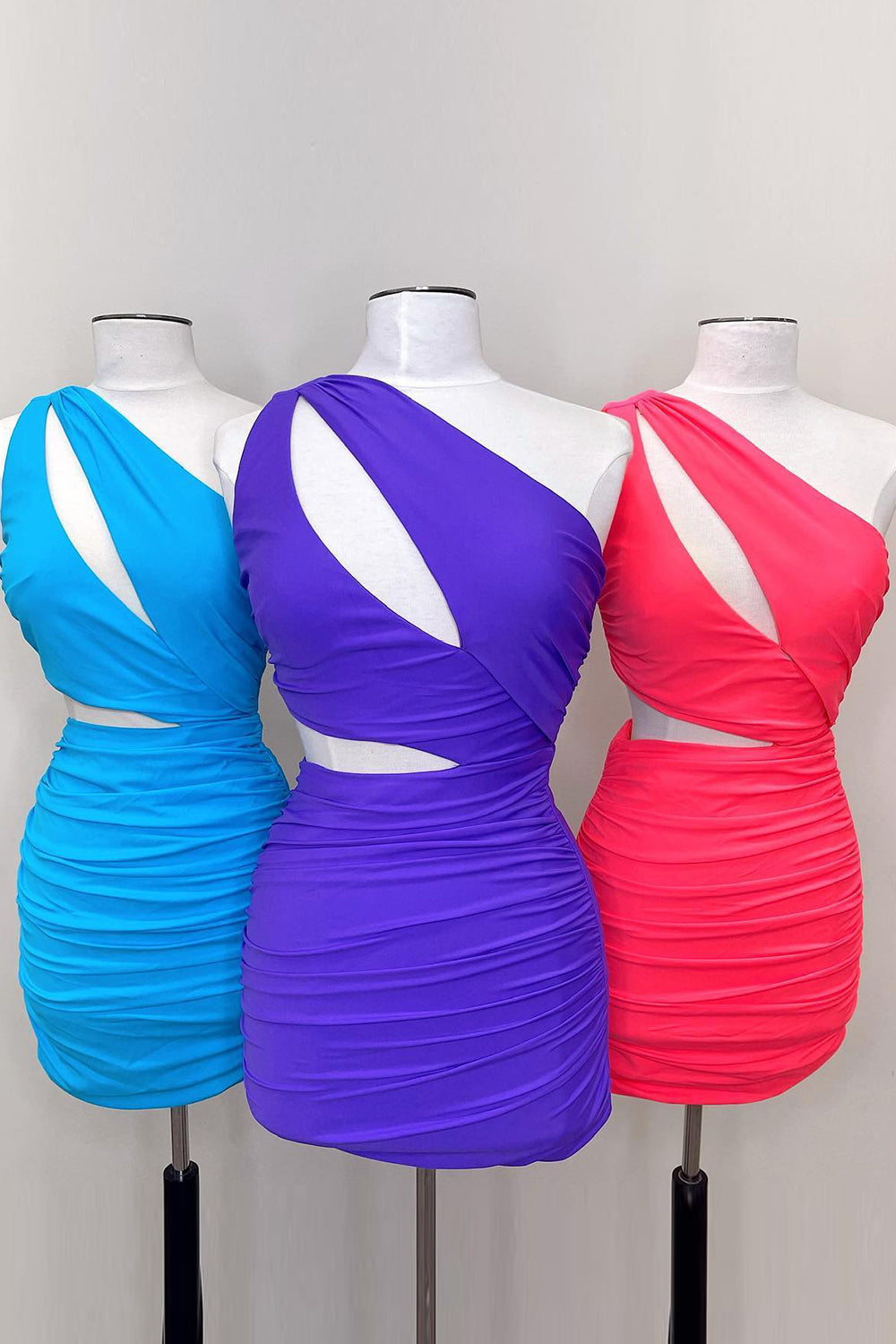 Simple Coral Homecoming Dresses Cut Out Tight Short Cocktail Dresses