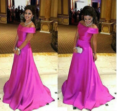 Simple Fuchsia Off the Shoulder Prom Dress New Arrival Sweep Train Formal Occasion Dress