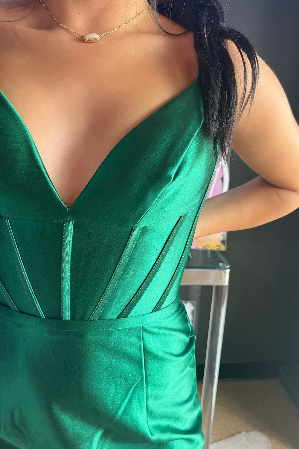 Simple Green Homecoming Dresses Corset Tight Satin Short Cocktail Dresses