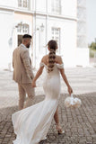 Simple Off-the-shoulder Mermaid Wedding Dresses With Slit