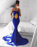 Simple Royal Blue Sweetheart Prom Dresses Mermaid Sexy Evening Gowns