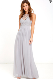 Sleeveless Chiffon Lace Summer Beach Dresses Zipper Floor Length Prom Gowns