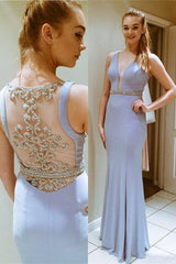 Sleeveless Floor-Length Beadings Long Glamorous Evening Dress