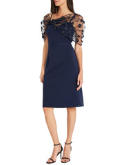 Sleeveless Knee Length Mother of the Bride Dress with Spaghetti Straps and Watteau Train