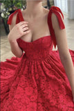 Sleeveless Square Neck Sweetheart Daily Casual Dress Red Anke Length Formal Dress