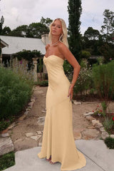 Sleeveless Strapless Long Mermaid Evening Formal Dress With Pleated
