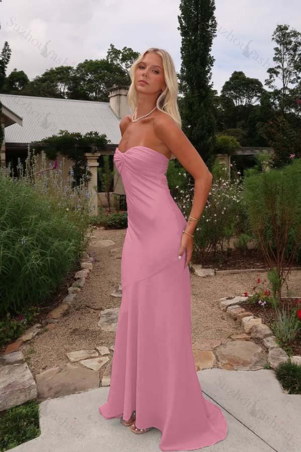 Sleeveless Strapless Long Mermaid Evening Formal Dress With Pleated