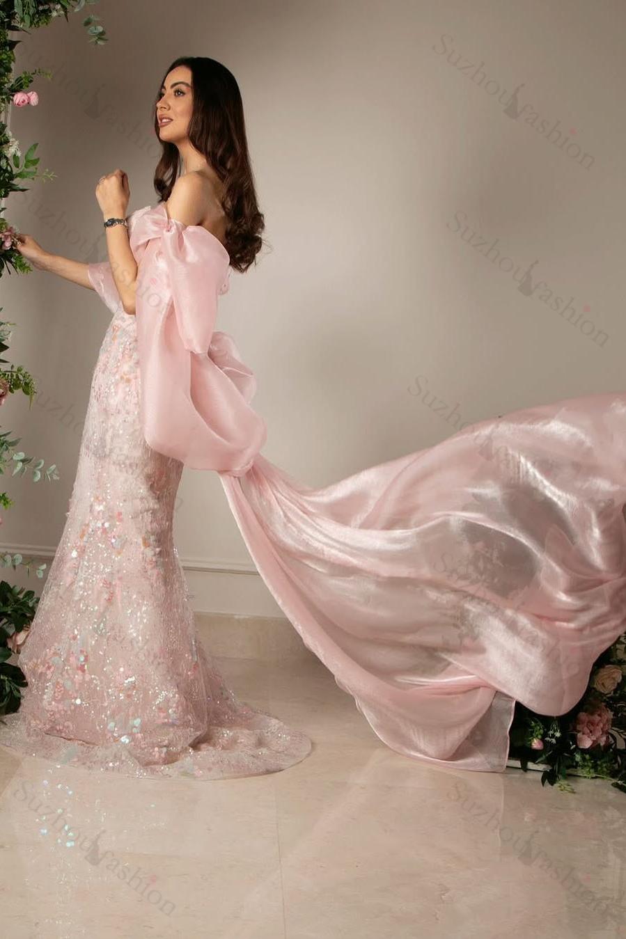 Sleeveless Strapless Mermaid Long Evening Formal Dress With Sequined Ruffled