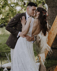 Sleeveless V-Neck Beach Beach Wedding Dress Aline Long Dress for Bride