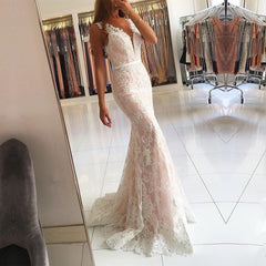 Sleeveless V-neck Formal Dresses Mermaid Long Prom Dress