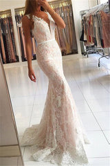 Sleeveless V-neck Formal Dresses Mermaid Long Prom Dress