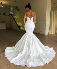 Spaghetti-Strap Mermaid Wedding Dresses | Modest Sleeveless Lace Bridal Gowns