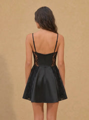 Spaghetti Strap Satin Homecoming Dresses Mini Cocktail Dress with Lace Corset