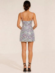 Spaghetti Strap Sequin Pattern Short Homecoming Dress