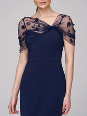 Spaghetti Strap Sleeveless Long Mother of the Bride Gown with Watteau Train