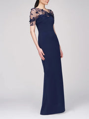 Spaghetti Strap Sleeveless Long Mother of the Bride Gown with Watteau Train