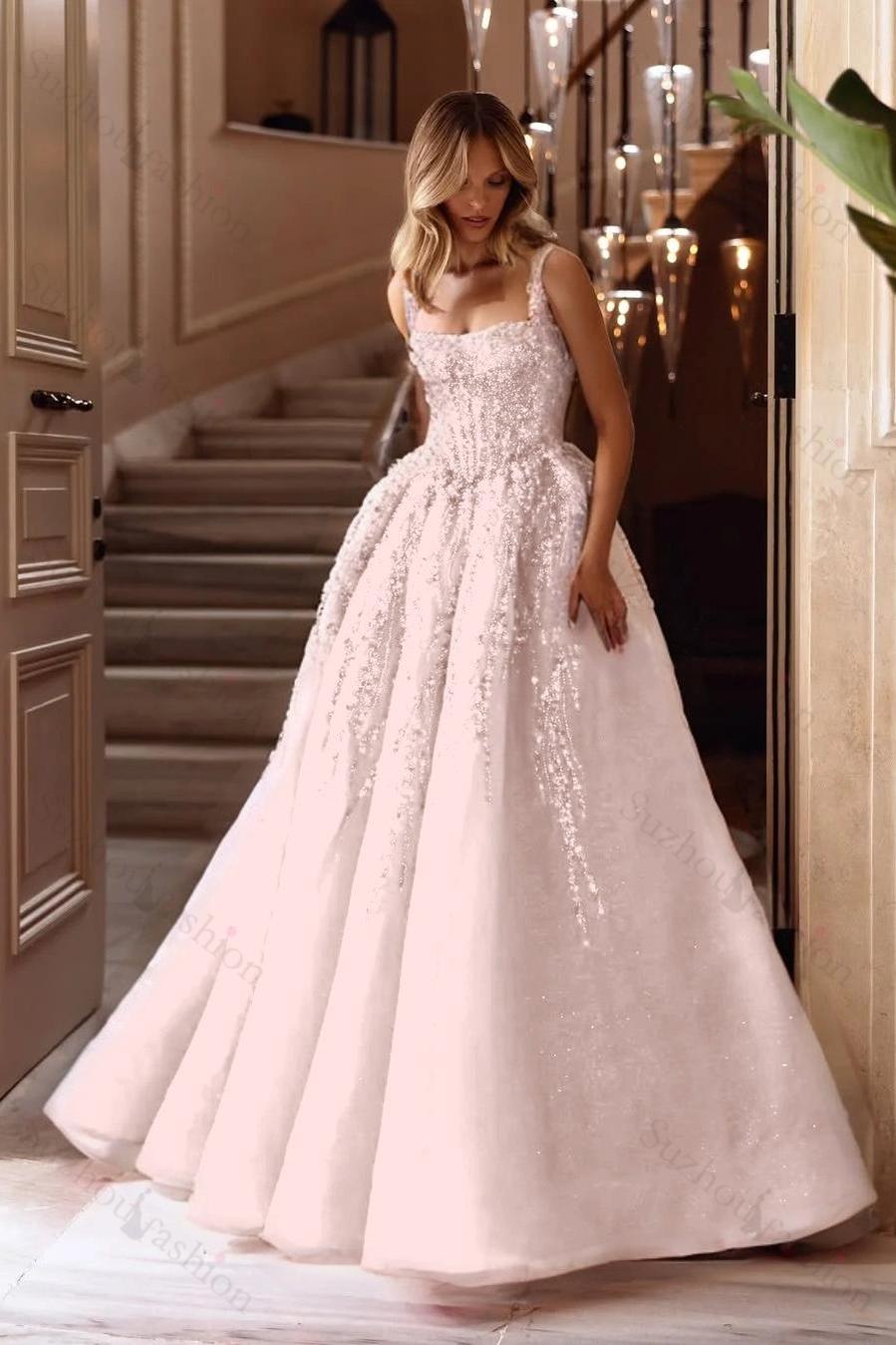 Spaghetti Strap Sleeveless Long A Line Evening Formal Dress With Beading