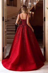 Spaghetti Strap Sleeveless Long A Line Evening Formal Dress With Beading