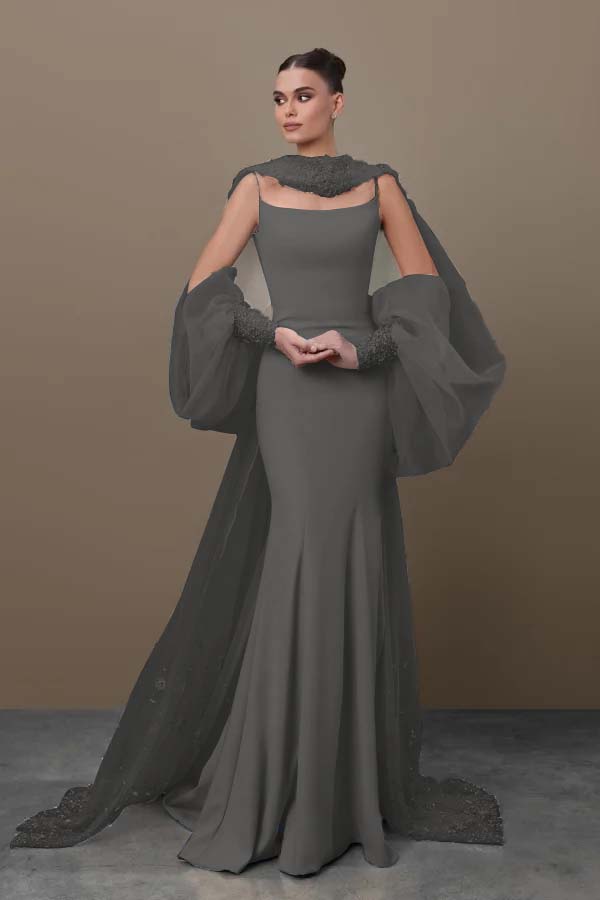 Spaghetti Strap Sleeveless Long Mermaid Evening Formal Dress With Sequined