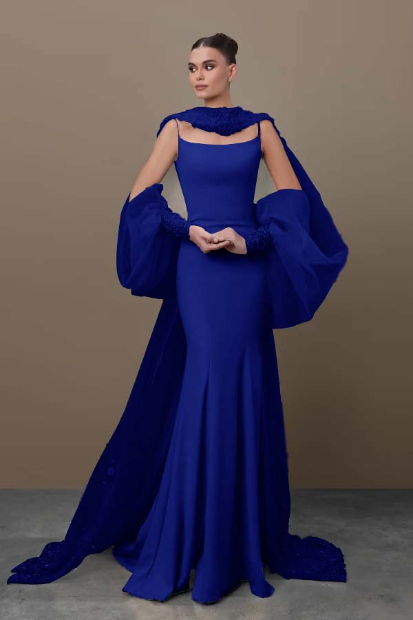 Spaghetti Strap Sleeveless Long Mermaid Evening Formal Dress With Sequined